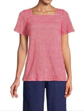 Lands' End Gingham Tunic Top